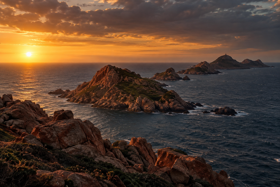 Les îles Sanguinaires au couchant